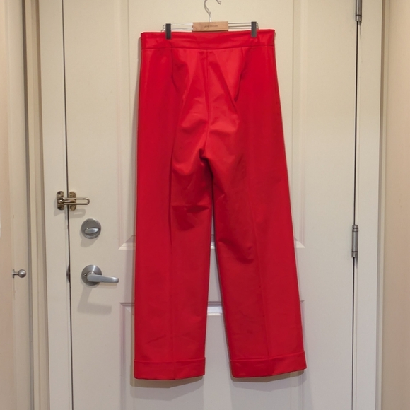 1970s Simpsons Sears L/XL Bright Red Crease Front Cuff Trousers - SEE SIZE NOTES - Picture 6 of 9